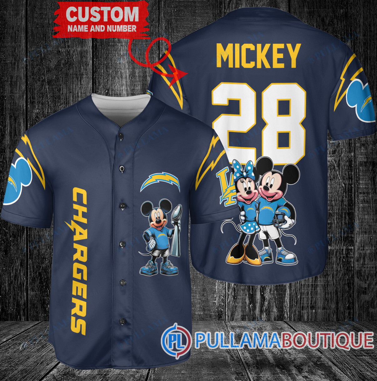 Green Bay Packers x Mickey and Minnie with Trophy Custom Baseball Jersey Green