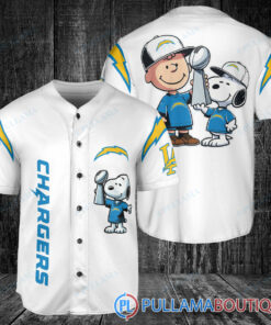 Los Angeles Chargers x Snoopy and Charlie Brown with Trophy Baseball Jersey White