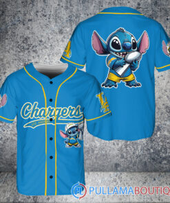 Los Angeles Chargers x Stitch with Trophy Baseball Jersey Blue