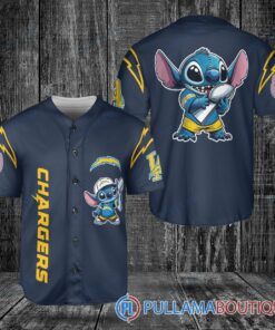 Los Angeles Chargers x Stitch with Trophy Baseball Jersey Navy