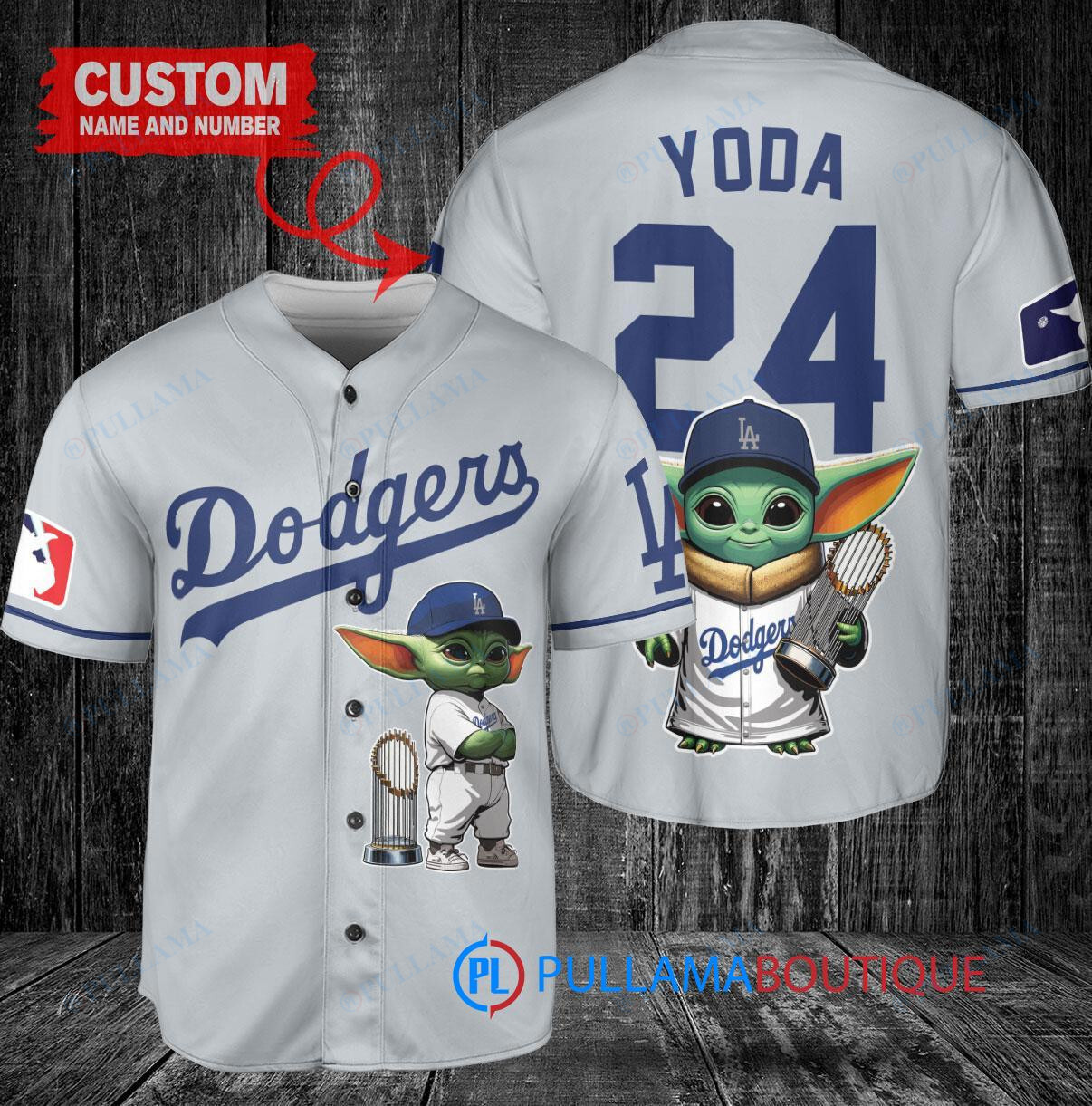 Chicago Cubs x Baby Yoda Star Wars The Mandalorian with Trophy Custom Baseball Jersey Gray