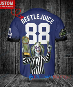 Los Angeles Dodgers x Beetlejuice Halloween with World Series Trophy Custom Baseball Jersey Royal City Connect