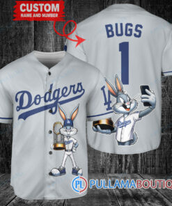 Los Angeles Dodgers x Bugs Bunny with Trophy Baseball Jersey Gray