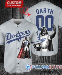 Los Angeles Dodgers x Darth Vader Star Wars with Trophy Baseball Jersey Gray