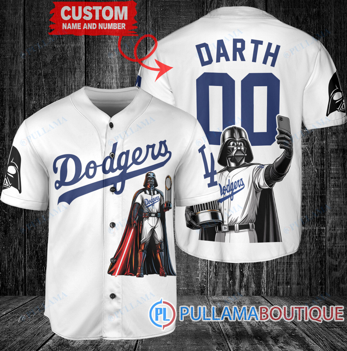 Los Angeles Dodgers x Darth Vader Star Wars with Trophy Baseball Jersey Gray