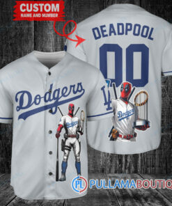 Los Angeles Dodgers x Deadpool with Trophy Baseball Jersey Gray