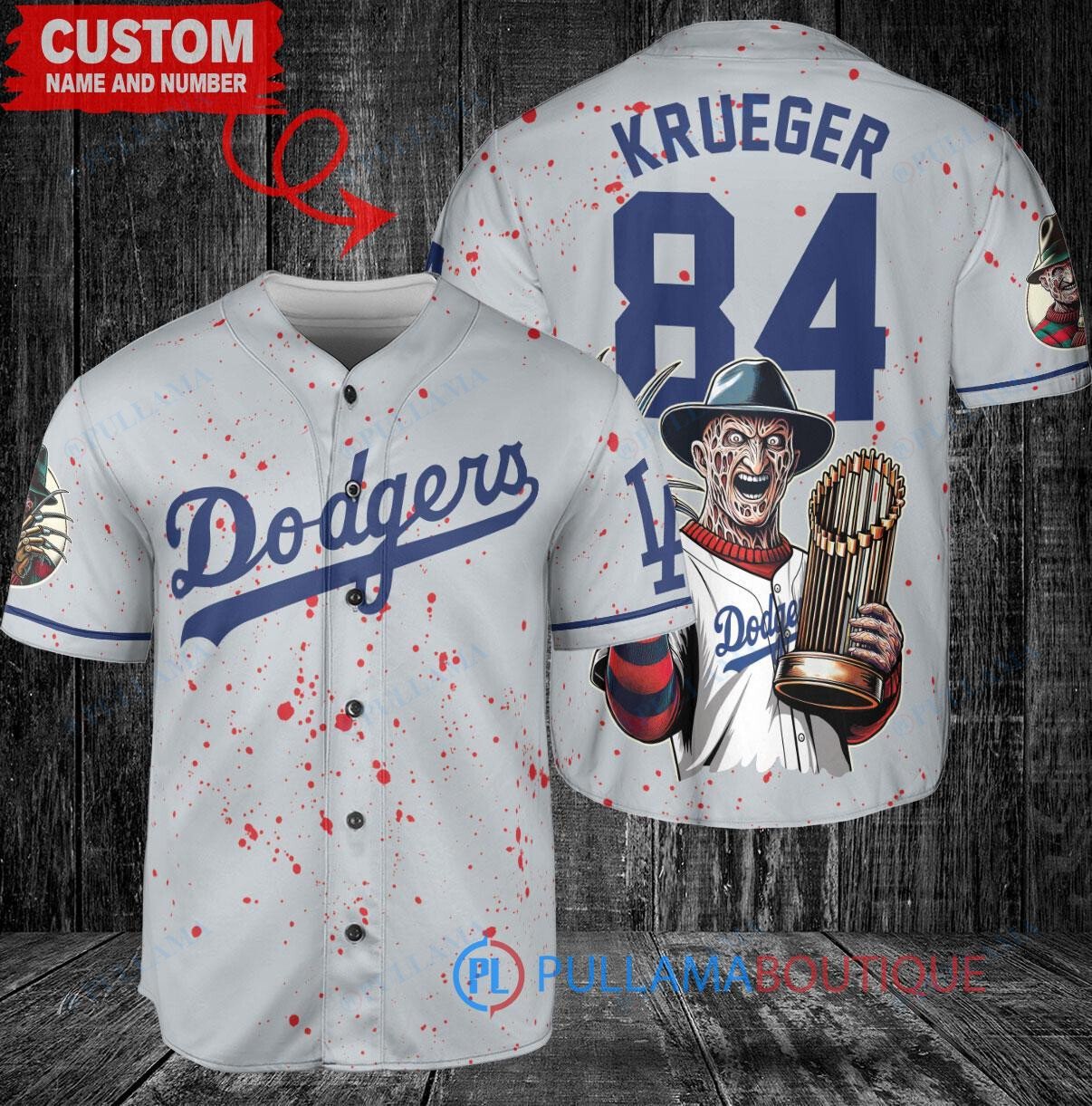 St. Louis Cardinals x Freddy Krueger A Nightmare on Elm Street Halloween with World Series Trophy Custom Baseball Jersey Cream