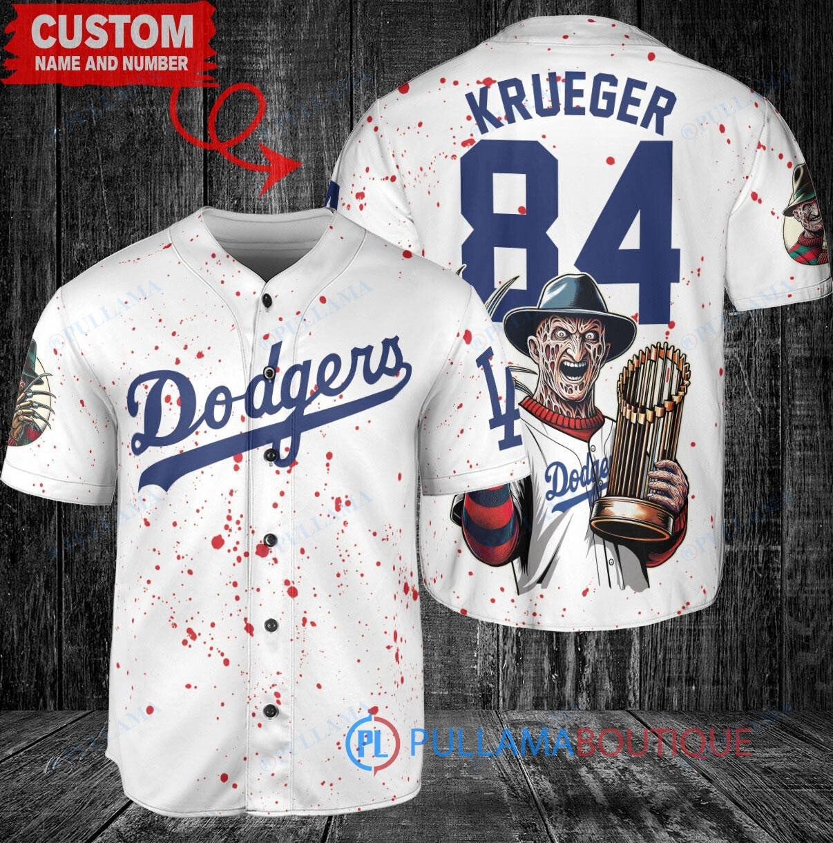 Chicago White Sox x Freddy Krueger A Nightmare on Elm Street Halloween with World Series Trophy Custom Baseball Jersey White Stripe