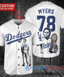 Los Angeles Dodgers x Halloween Michael Myers with Trophy Custom Baseball Jersey White