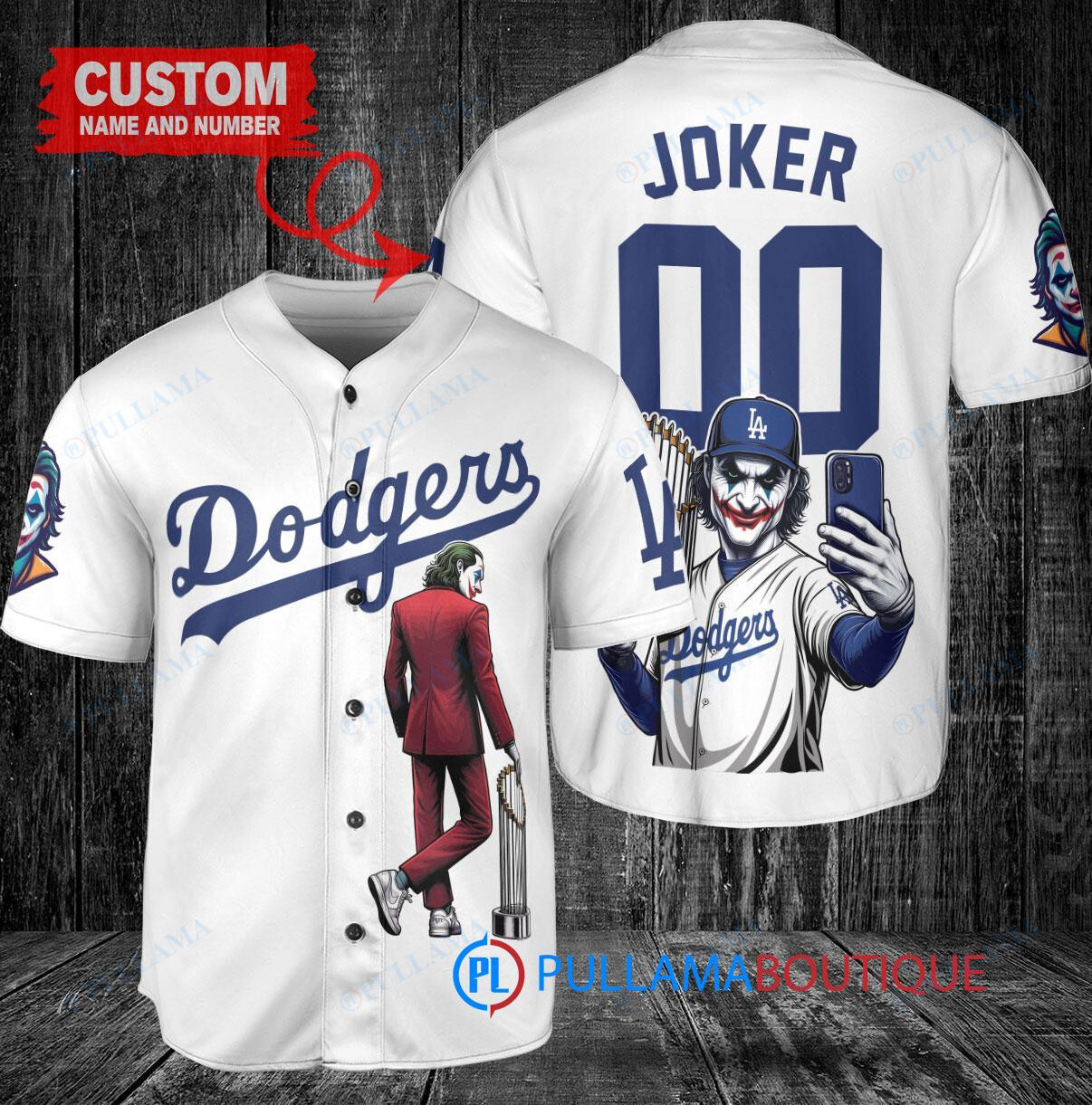 Los Angeles Angels x Joker DC Comics with Trophy Custom Baseball Jersey White