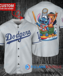 Los Angeles Dodgers x Lilo & Stitch with Trophy Baseball Jersey Gray