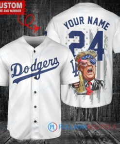 Los Angeles Dodgers x Limited Edition with World Series Trophy Custom Baseball Jersey White