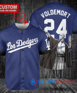 Los Angeles Dodgers x Lord Voldemort Harry Potter with Trophy Custom Baseball Jersey Royal City Connect