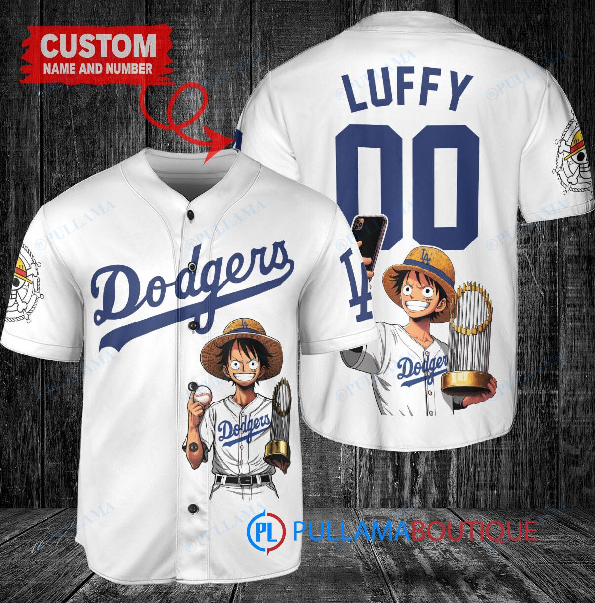 Chicago Cubs x Luffy One Piece with Trophy Custom Baseball Jersey Royal