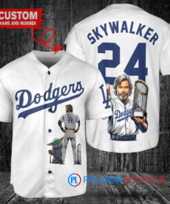 Los Angeles Dodgers x Luke Skywalker Star Wars with Trophy Custom Baseball Jersey White