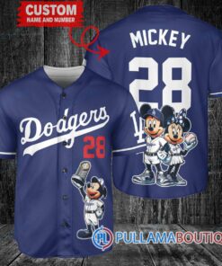 Los Angeles Dodgers x Mickey and Minnie with Trophy Baseball Jersey Navy