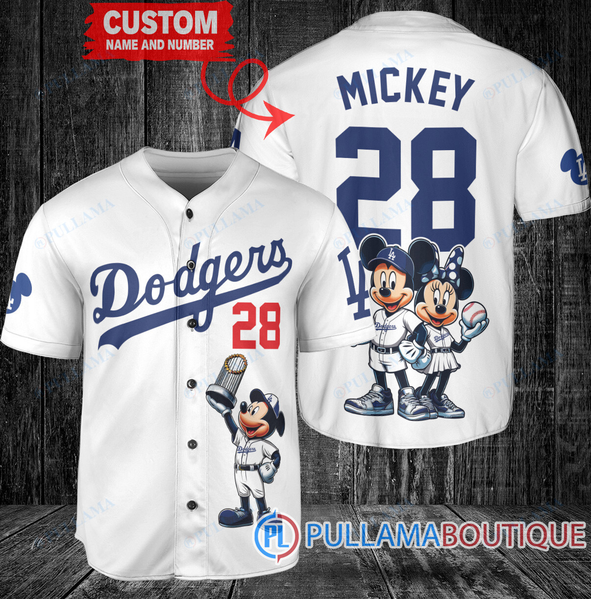 Tampa Bay Rays x Mickey and Minnie with Trophy Baseball Jersey Navy