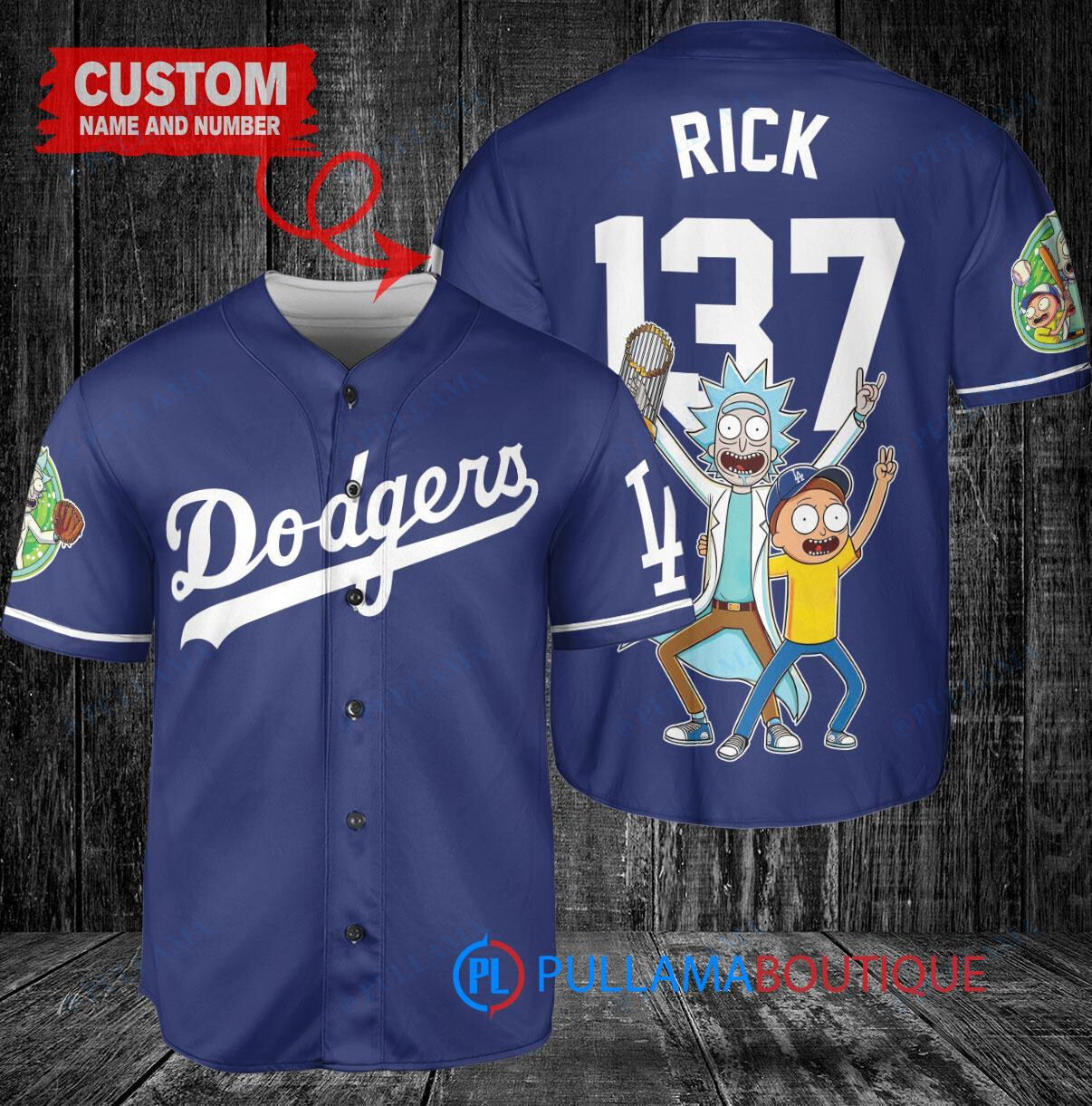 Chicago Cubs x Rick and Morty with Trophy Custom Baseball Jersey Navy