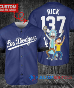 Los Angeles Dodgers x Rick and Morty with Trophy Custom Baseball Jersey Royal City Connect