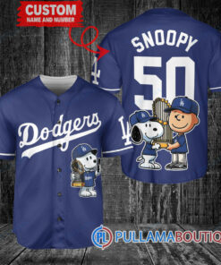 Los Angeles Dodgers x Snoopy and Charlie Brown with Trophy Baseball Jersey Navy