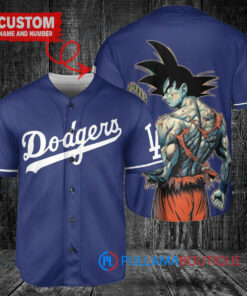 Los Angeles Dodgers x Son Goku Kakarot Super Saiyan Dragon Ball Z with Trophy Baseball Jersey Navy