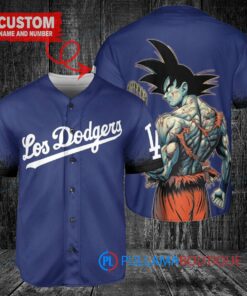 Los Angeles Dodgers x Son Goku Kakarot Super Saiyan Dragon Ball Z with Trophy Baseball Jersey Royal City Connect