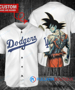 Los Angeles Dodgers x Son Goku Kakarot Super Saiyan Dragon Ball Z with Trophy Baseball Jersey White