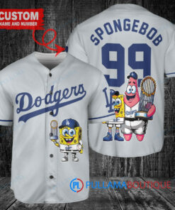 Los Angeles Dodgers x SpongeBob SquarePants with Trophy Custom Baseball Jersey Gray