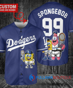 Los Angeles Dodgers x SpongeBob SquarePants with Trophy Custom Baseball Jersey Navy