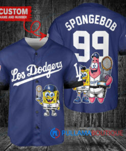 Los Angeles Dodgers x SpongeBob SquarePants with Trophy Custom Baseball Jersey Royal City Connect