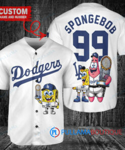 Los Angeles Dodgers x SpongeBob SquarePants with Trophy Custom Baseball Jersey White