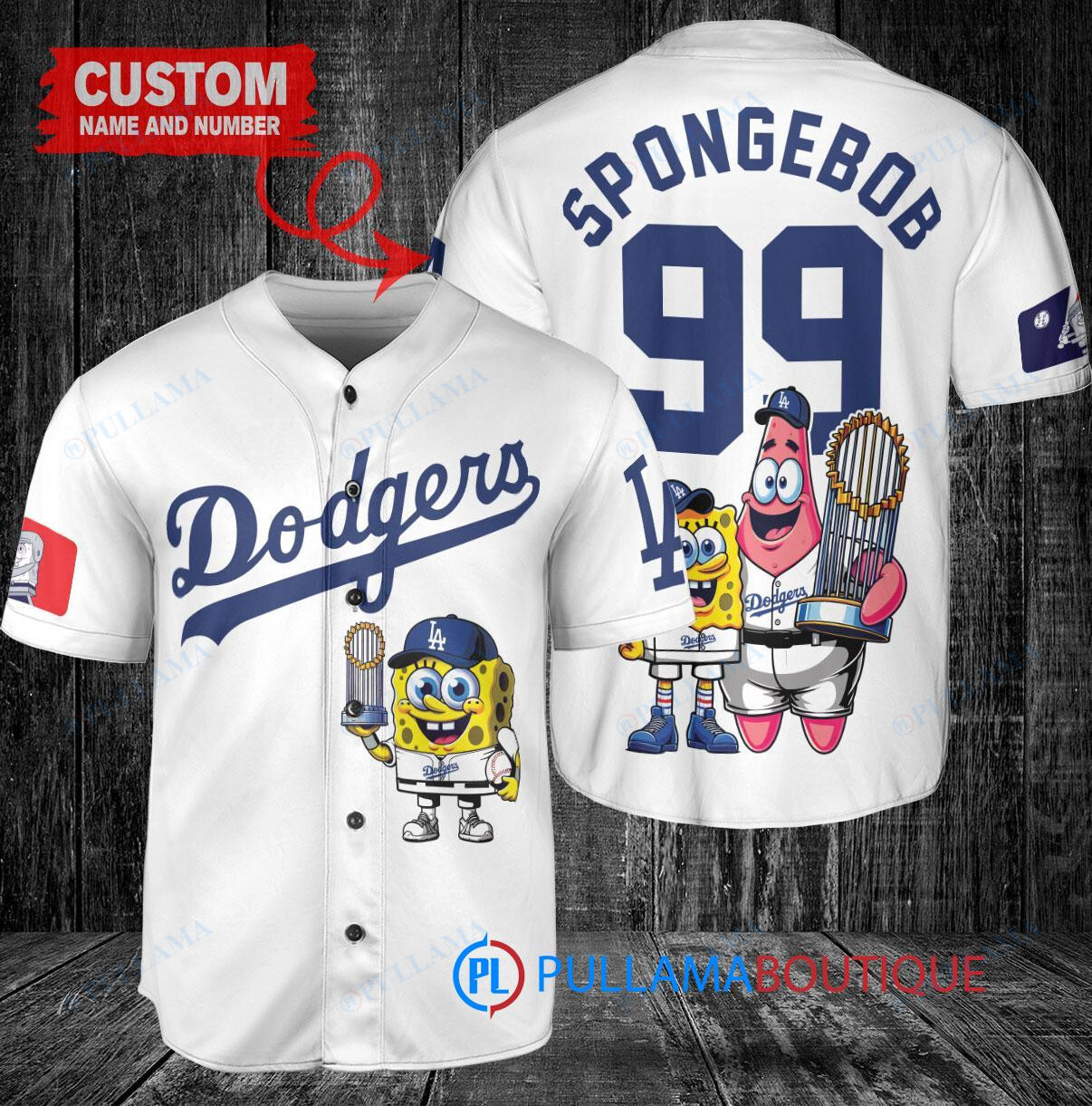 Atlanta Braves x SpongeBob SquarePants with Trophy Custom Baseball Jersey White