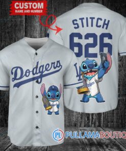 Los Angeles Dodgers x Stitch with Trophy Baseball Jersey Gray