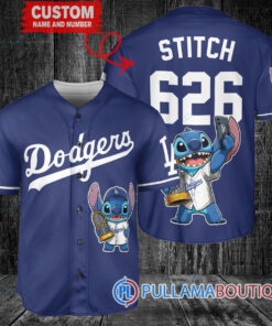 Los Angeles Dodgers x Stitch with Trophy Baseball Jersey Navy