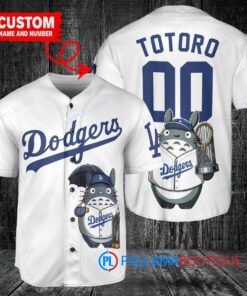 Los Angeles Dodgers x Totoro Studio Ghibli with Trophy Custom Baseball Jersey White