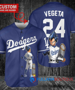 Los Angeles Dodgers x Vegeta Super Saiyan Dragon Ball Z with Trophy Custom Baseball Jersey Navy