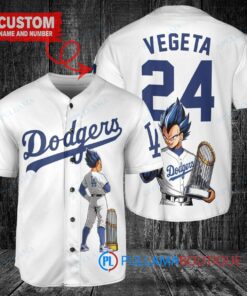 Los Angeles Dodgers x Vegeta Super Saiyan Dragon Ball Z with Trophy Custom Baseball Jersey White