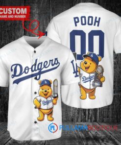 Los Angeles Dodgers x Winnie the Pooh with Trophy Custom Baseball Jersey White