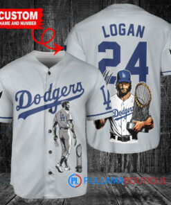 Los Angeles Dodgers x Wolverine Logan with Trophy Custom Baseball Jersey Gray