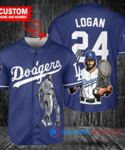 Los Angeles Dodgers x Wolverine Logan with Trophy Custom Baseball Jersey Navy