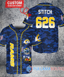 Los Angeles Rams Stitch Custom Baseball Jersey Royal Military