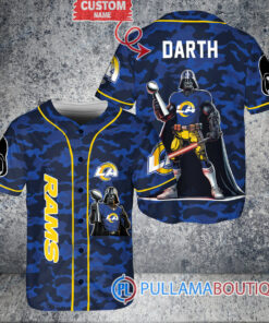 Los Angeles Rams x Darth Vader Star Wars with Trophy Custom Baseball Jersey Royal Military