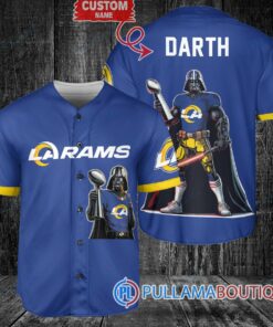 Los Angeles Rams x Darth Vader Star Wars with Trophy Custom Baseball Jersey Royal