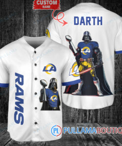 Los Angeles Rams x Darth Vader Star Wars with Trophy Custom Baseball Jersey White