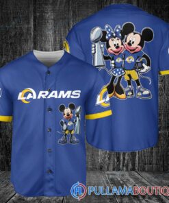 Los Angeles Rams x Mickey and Minnie with Trophy Baseball Jersey Royal