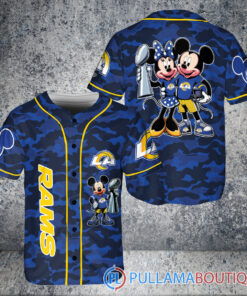 Los Angeles Rams x Mickey and Minnie with Trophy Baseball Jersey Royal Military