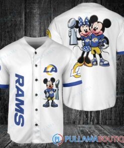 Los Angeles Rams x Mickey and Minnie with Trophy Baseball Jersey White