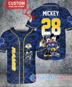 Los Angeles Rams x Mickey and Minnie with Trophy Custom Baseball Jersey Royal Military