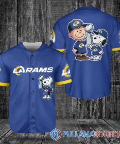 Los Angeles Rams x Snoopy and Charlie Brown with Trophy Baseball Jersey Royal