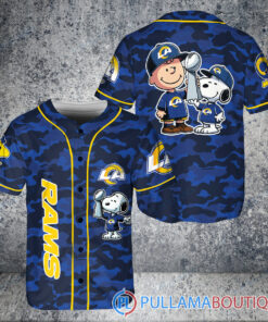 Los Angeles Rams x Snoopy and Charlie Brown with Trophy Baseball Jersey Royal Military